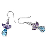 6.90 ct.. t.w. Blue Topaz and Amethyst Earrings in Sterling Silver
