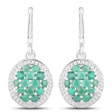 0.84 Carat Genuine Emerald .925 Sterling Silver Earrings