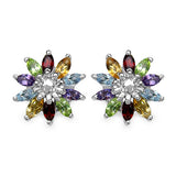 1.80 Carat Genuine Multi Stone .925 Sterling Silver Earrings