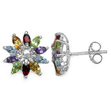 1.80 Carat Genuine Multi Stone .925 Sterling Silver Earrings
