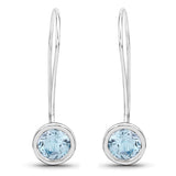 2.96 ct Genuine Blue Topaz .925 Sterling Silver Earrings