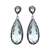 20.40 ct.. t.w. Crystal Quartz and Black Spinel Earrings in Sterling Silver