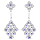 3.90 Carat Genuine Tanzanite and White Topaz .925 Sterling Silver Earrings