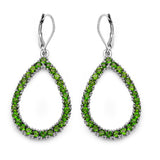 3.78 Carat Genuine Chrome Diopside .925 Sterling Silver Earrings