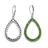 3.78 Carat Genuine Chrome Diopside .925 Sterling Silver Earrings