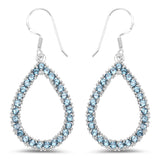 4.32 ct Genuine London Blue Topaz .925 Sterling Silver Earrings