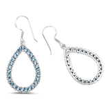 4.32 ct Genuine London Blue Topaz .925 Sterling Silver Earrings
