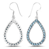 4.32 ct Genuine London Blue Topaz .925 Sterling Silver Earrings