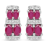 3.20 Carat Glass Filled Ruby .925 Sterling Silver Earrings