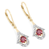 14K Yellow Gold Plated 2.12 Carat Genuine Pink Tourmaline .925 Sterling Silver Earrings