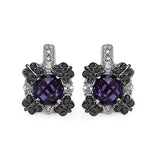 2.67 Carat Genuine Amethyst White Sapphire & Black Diamond .925 Sterling Silver Earrings