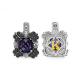 2.67 Carat Genuine Amethyst White Sapphire & Black Diamond .925 Sterling Silver Earrings