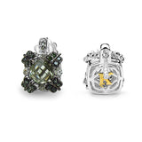 2.91 Carat Genuine Green Amethyst, White Sapphire & Green Diamond .925 Sterling Silver Earrings