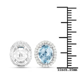 2.87 Carat Genuine Blue Topaz and White Diamond .925 Sterling Silver Earrings