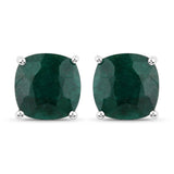5.30 Carat Dyed Emerald .925 Sterling Silver Earrings
