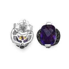 3.14 Carat Genuine Amethyst & Black Diamond .925 Sterling Silver Earrings