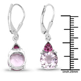 5.10 Carat Genuine Pink Amethyst and Rhodolite .925 Sterling Silver Earrings