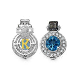 1.20 Carat Genuine Swiss Blue Topaz & 0.30 ct..t.w Genuine Diamond Accents Sterling Silver Earrings