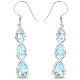 8.40 Carat Genuine Blue Topaz .925 Sterling Silver Earrings