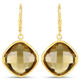 22.20 Carat Genuine Champagne Quartz .925 Sterling Silver Earrings