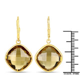 22.20 Carat Genuine Champagne Quartz .925 Sterling Silver Earrings