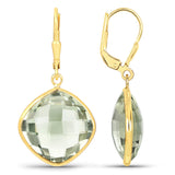 19.60 Carat Genuine Green Amethyst .925 Sterling Silver Earrings