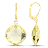 21.40 Carat Genuine Lemon Quartz .925 Sterling Silver Earrings