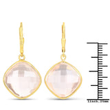 22.40 Carat Genuine Rose Quartz .925 Sterling Silver Earrings