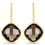 21.40 Carat Genuine Smoky Quartz .925 Sterling Silver Earrings
