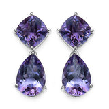 9.19 Carat Genuine Amethyst and 0.01 ct.. t.w. Genuine Diamond Accents Sterling Silver Earrings