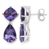 9.19 Carat Genuine Amethyst and 0.01 ct.. t.w. Genuine Diamond Accents Sterling Silver Earrings