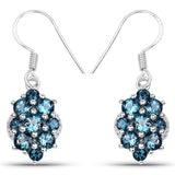 4.32 ct Genuine London Blue Topaz .925 Sterling Silver Earrings