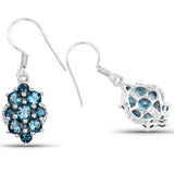 4.32 ct Genuine London Blue Topaz .925 Sterling Silver Earrings