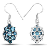 4.32 ct Genuine London Blue Topaz .925 Sterling Silver Earrings