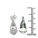 14K White Gold Plate 8.08 Carat Genuine Crystal Quartz Tanzanite & White Diamond .925 Silver Earring