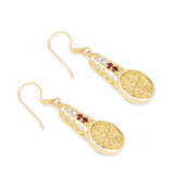 14K Yellow Gold Plate 7.69 Carat Genuine Golden Drusy Garnet & White Topaz .925 Silver Earring