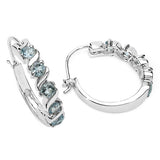 1.20 ct Genuine Blue Topaz .925 Sterling Silver Earrings for women
