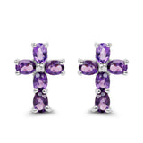 1.60 carat Genuine Amethyst .925 Sterling Silver Earrings