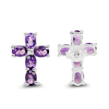 1.60 carat Genuine Amethyst .925 Sterling Silver Earrings