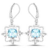 5.30 Carat Genuine Swiss Blue Topaz .925 Sterling Silver Earrings