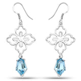 12.82 Carat Genuine Swiss Blue Topaz .925 Sterling Silver Earrings