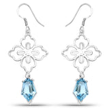 12.14 Carat Genuine Swiss Blue Topaz .925 Sterling Silver Earrings