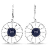 8.92 Carat Genuine Blue Sapphire .925 Sterling Silver Earrings
