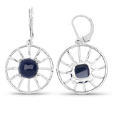 8.92 Carat Genuine Blue Sapphire .925 Sterling Silver Earrings