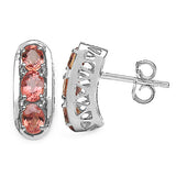 1.50 Carat Genuine Orange Sapphire .925 Sterling Silver Earrings