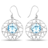16.44 Carat Genuine Swiss Blue Topaz .925 Sterling Silver Earrings