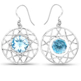 16.44 Carat Genuine Swiss Blue Topaz .925 Sterling Silver Earrings