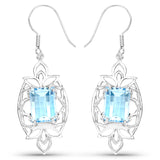 15.02 Carat Genuine Blue Topaz .925 Sterling Silver Earrings