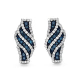 0.88 Carat Genuine Blue Diamond & White Diamond .925 Sterling Silver Earrings