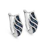 0.88 Carat Genuine Blue Diamond & White Diamond .925 Sterling Silver Earrings
